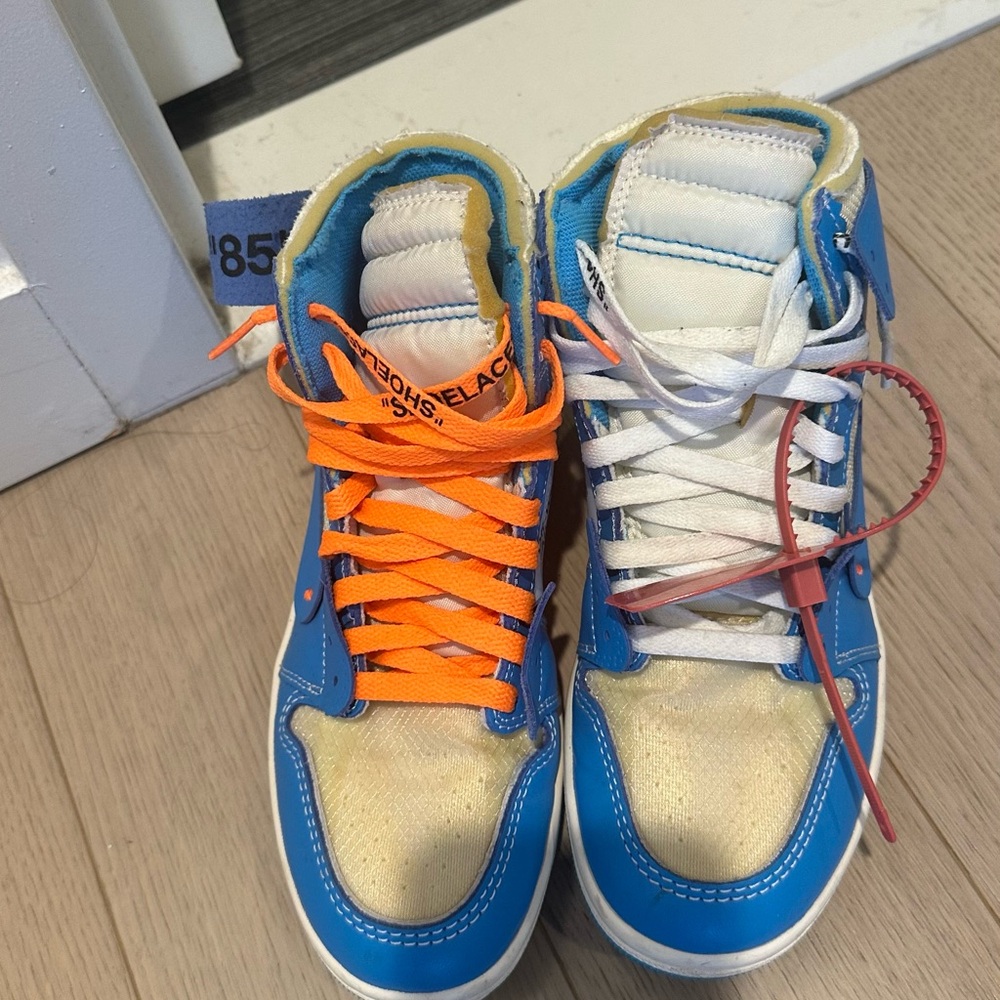 Jordan High-Top Sneakers in Blue, White, and Orange